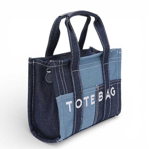 BNWT Brand New Iconic Patchwork Denim Top Handle Convertible Tote Bag - Picture 2 of 5